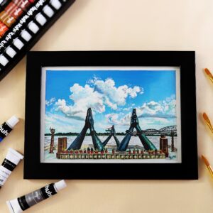 Handmade Namo Ghat Acrylic Artwork (A5, Framed)