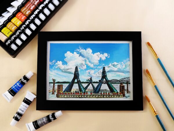 Handmade Namo Ghat Acrylic Artwork (A5, Framed)