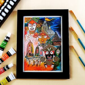 Puri's Divine Rath Yatra – Jagannath Temple Acrylic Painting