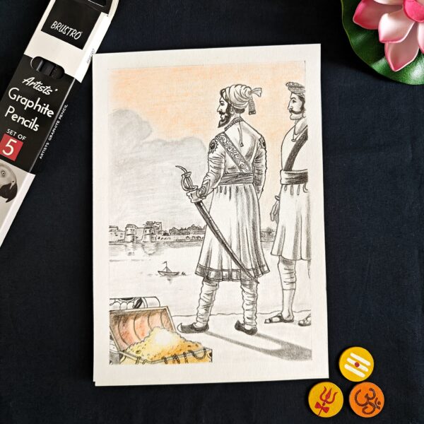 Chhatrapati's Vision - Chhatrapati Shivaji Maharaj Pencil Portrait (A5 Size)