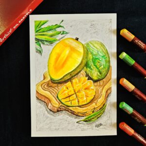 Mangoes on the Platter - Realistic Juicy & Tempting Mangoes Art (A5 Size)