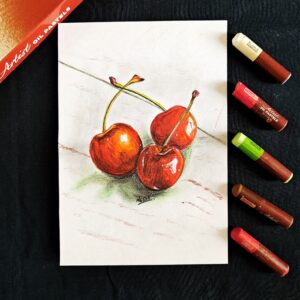 Fruitful Beauty: Hyper-Realistic Cherry Art for Cafe and Dining Decor (A5 Size)