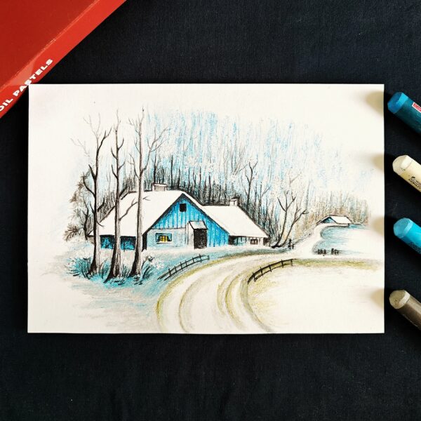 Winter Silence Captured - Magical Winter Landscape in Pastel Hues for Elegant Interiors (A5 Size)