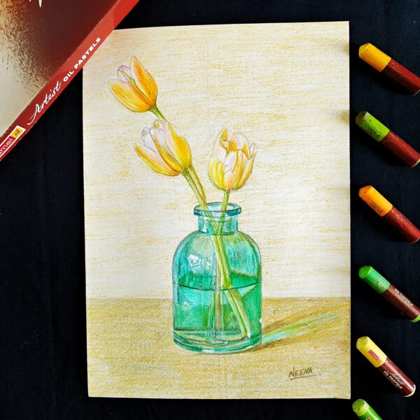 Touch of Nature Indoors - Charming Tulips Still Life Artwork (A4 Size)