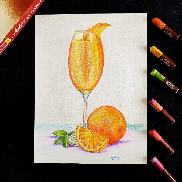 Orange Juice Still Life Painting for Modern Kitchens & Studios (A4 Size)