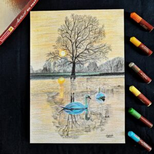 Ethereal Evening – Handmade Lake Landscape Artwork