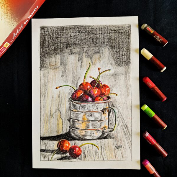 Fruitful Moments - Realistic Cherries Still Life for Kitchen Corners (A4 Size)