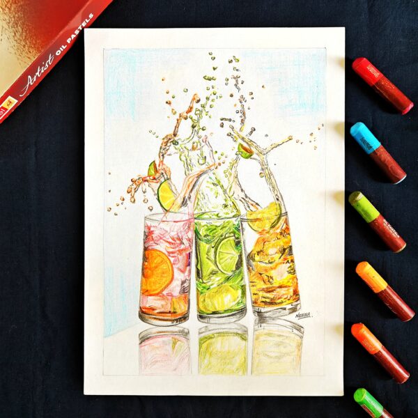 Fizz, Fun & Flavor – Splashing Mocktail Art for Youthful Decor (A4 Size)