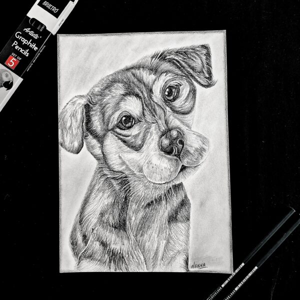 Puppy Eyes That Speak – Realistic Cute Puppy Sketch (A4 Size)