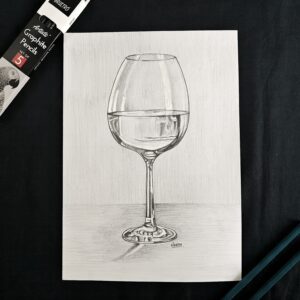 Cheers in Graphite - Elegant Wine Glass Artwork for Dining Walls (A4 Size)