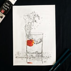 SPLASH !! - Stunning Water Splash Sketch with Realistic Effect (A4 Size)