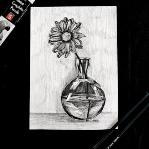 Graceful Flower in Water Vase - Flower Vase Sketch for Modern Living Rooms (A4 Size)