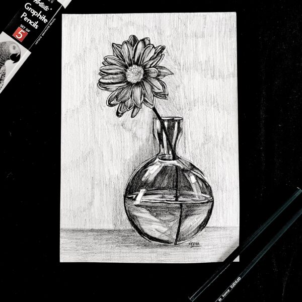 Graceful Flower in Water Vase -  Flower Vase Sketch for Modern Living Rooms (A4 Size)