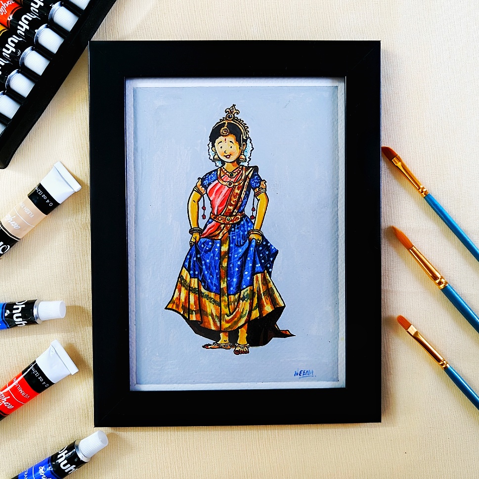 1000158902 Ethnic Dressed Girl Acrylic Painting