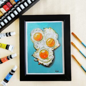 Egg-Lover’s Delight - Realistic Fried Egg Acrylic Art for Dining & Cafe Areas (A5, Framed)