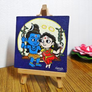 Divine Love on Canvas – Handpainted Shiv-Parvati