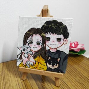 Us & Our Fur Babies – Handpainted Canvas with easel stand