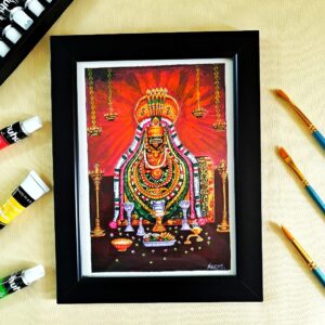 Glow of Arunachaleshwar - Radiant Hand-Painted Agni Lingam Shivling Painting (A5, Framed)
