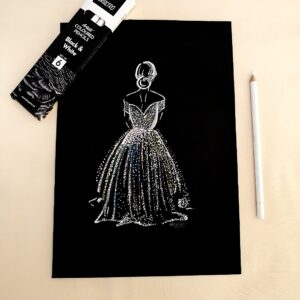 Shine Like a Star - Elegant Girl Sketch in Glitter Gown Sketch for Stylish Space (A5 Size)