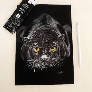 Fearless & Focused - Stunning Black Panther Art for Modern Homes Vibes (A4 Size)
