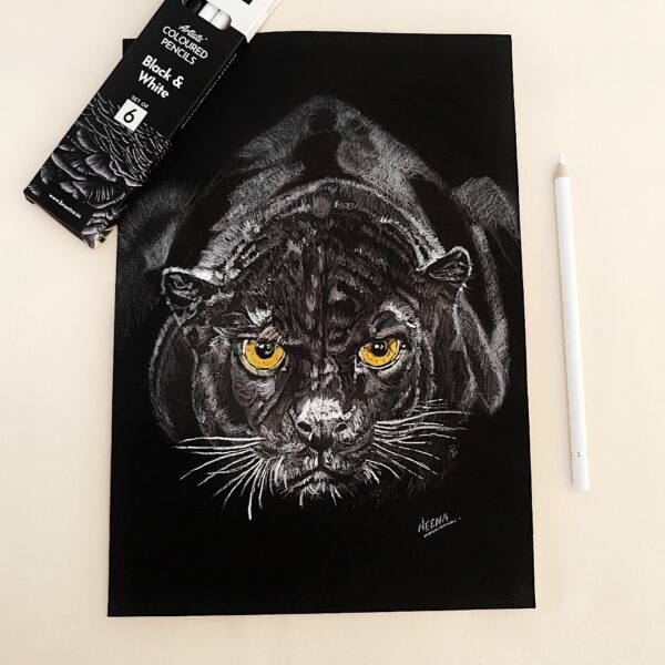 Fearless & Focused - Stunning Black Panther Art for Modern Homes Vibes (A4 Size)