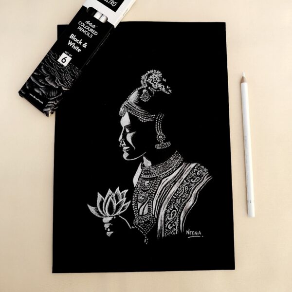 Soul of Tradition & Cultural Charm – Ethnic Art of a Traditional Woman for Calm Interiors (A5 Size)