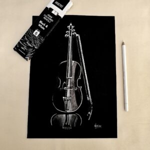 Peaceful Violin Moment – Mesmerising Hand-drawn Violin Art Celebrating Music for Soulful Corners (A4 Size)