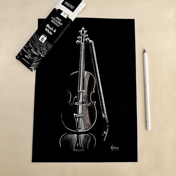 Peaceful Violin Moment – Mesmerising Hand-drawn Violin Art Celebrating Music for Soulful Corners (A4 Size)