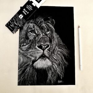 The Regal Roar - Intense detailed Lion Portrait that Commands Attention (A4 Size)