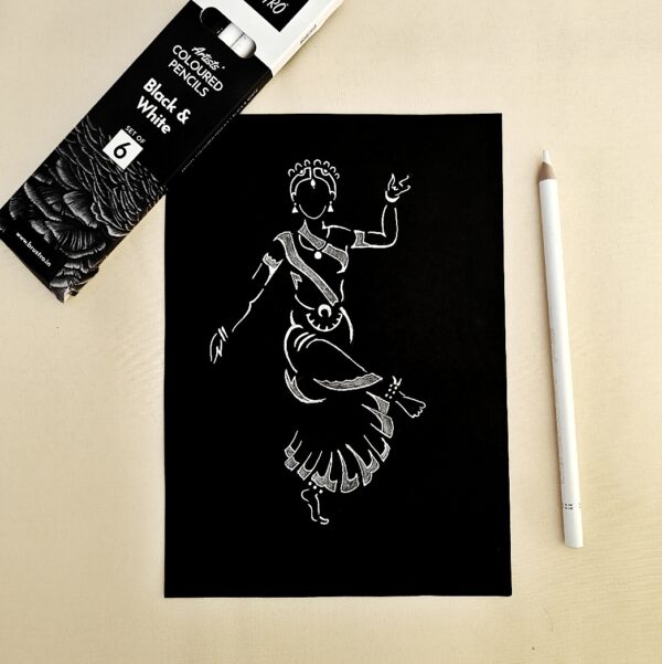 Grace in Every Move - Feel the Rhythm Elegant Classical Dance Art on Black Sheet (A5 Size)