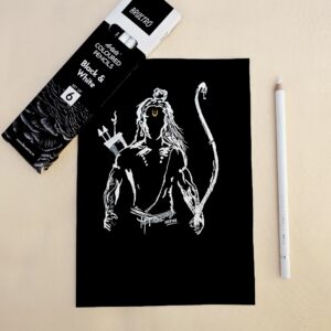Maryada Purushottam - Devotional Shri Ram Ji Art on Black Sheet that Elevates your Spiritual Aura (A5 Size)