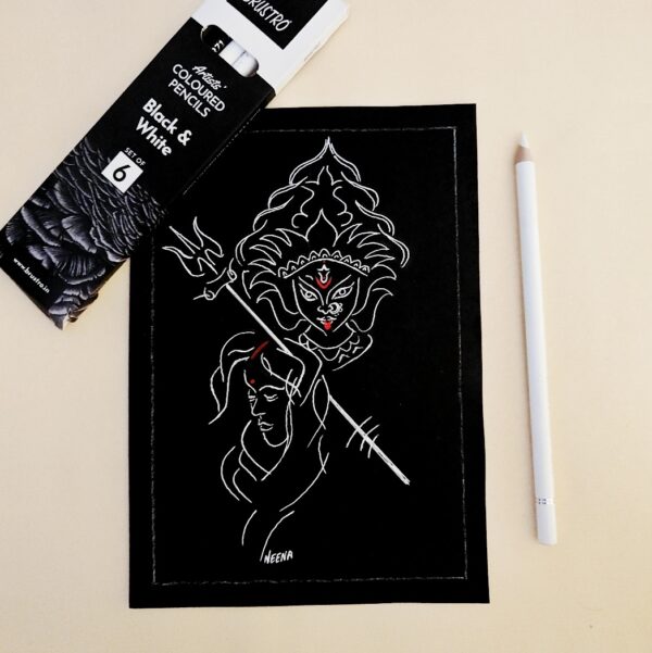 The Goddess Within - Bold Sketch Depicting the Devi Within (A5 Size)