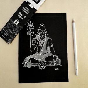 Feel Shiva’s Presence - Handcrafted Mahadev Soulful Art on Black Sheet for Spiritual Vibes (A5 Size)
