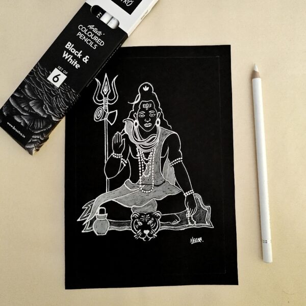 Feel Shiva’s Presence - Handcrafted Mahadev Soulful Art on Black Sheet for Spiritual Vibes (A5 Size)