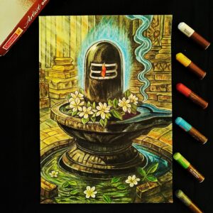 A Devotional & Elegant Handmade Shivling Artwork to Calm & Bless Your Home (A4 Size)