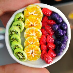 Handmade Fruit Platter Fridge Magnet – Kiwi, Pineapple, Strawberry & Berry Miniature Decor