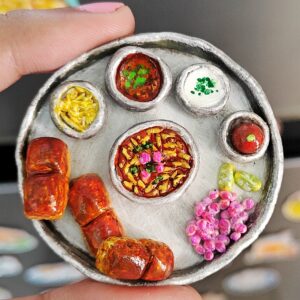 Handmade Misal Pav Thali Fridge Magnet – Maharashtrian Street Food Miniature Magnet