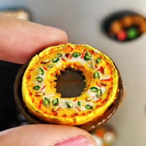 Handmade Rajasthani Kesar Ghewar Fridge Magnet – Royal Festive Sweet Miniature