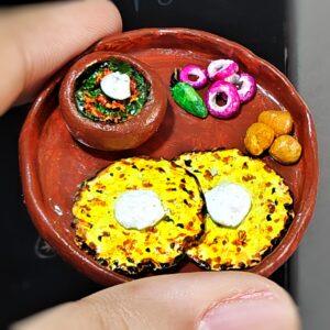 Handmade Sarson da Saag with Makki di Roti Fridge Magnet – Punjabi Winter Feast Miniature