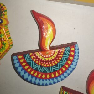 Handmade Diwali Diya Fridge Magnet – Vibrant Big Clay Lamp | Festive Home & Kitchen Decor