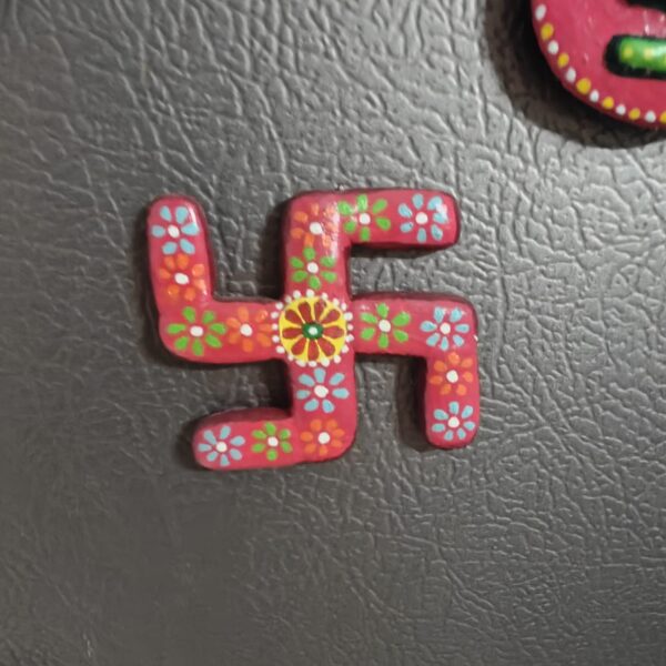 Handmade Swastik Fridge Magnet – Auspicious Clay Art for Diwali & Festive Home Décor