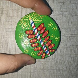 Handmade Ladi Firecracker Fridge Magnet – Festive Clay Art for Diwali & New Year Décor